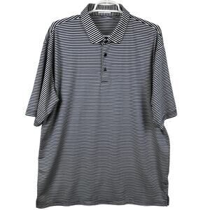 Men's Saint Bernard Navy Striped Stretch Short Sleeve‎ Performance Polo Shirt XL